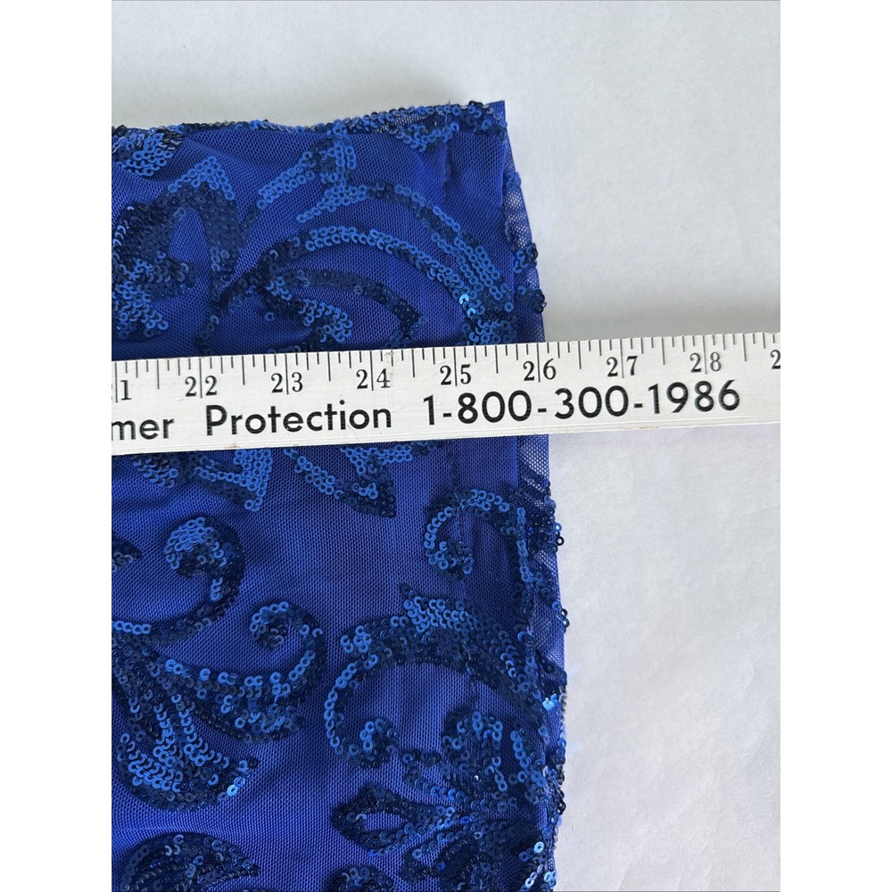 Windsor Blue Sequin Bodycon Dress Beaded Tied Back Formal HOCO Cocktail Mini M - Picture 11 of 11